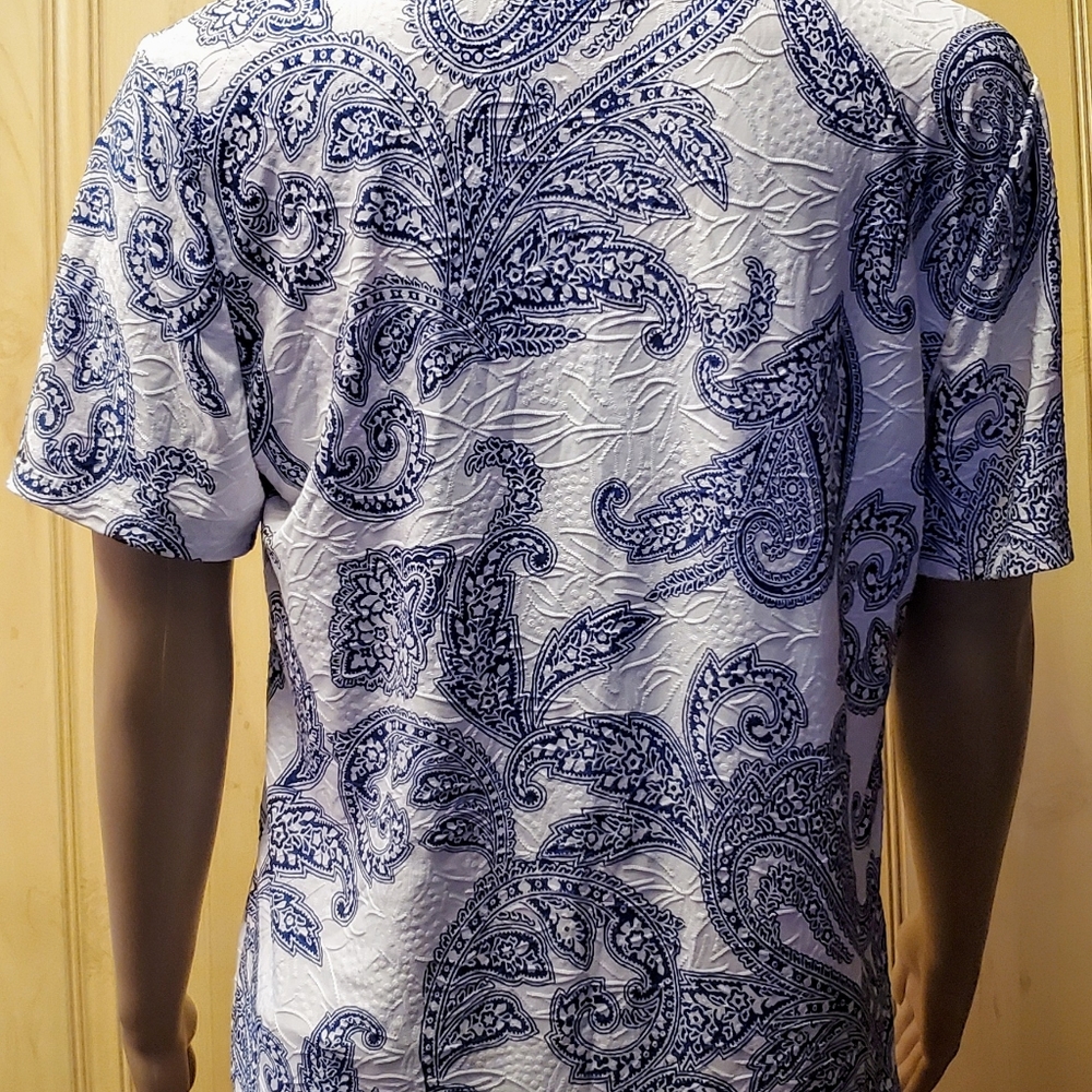 Paisley Blue and White Embroidered Tee - Picture 4 of 11